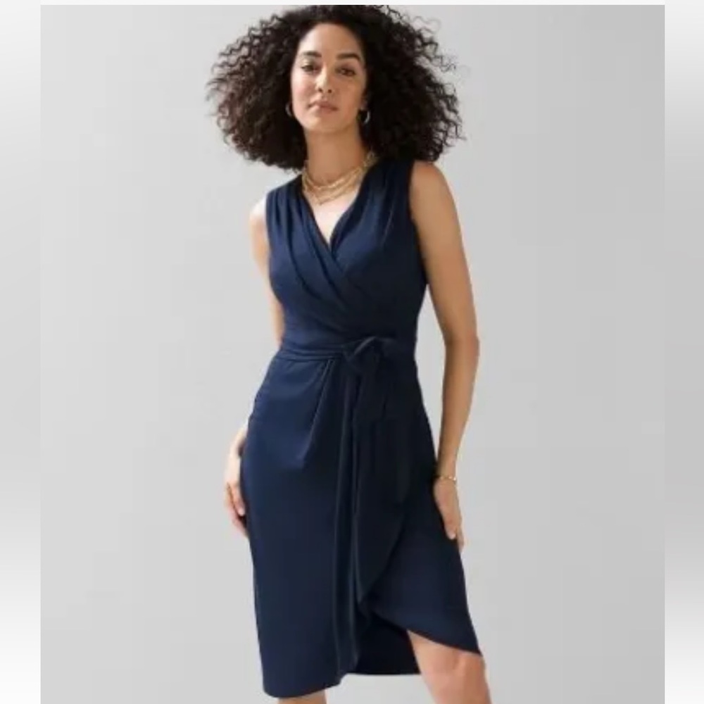 WHBM sleeveless draped slub sheath